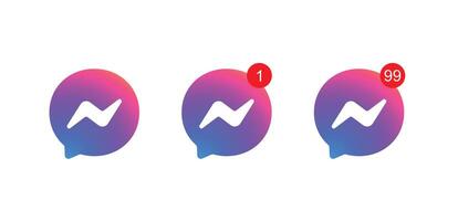 messenger logo set with notification vector