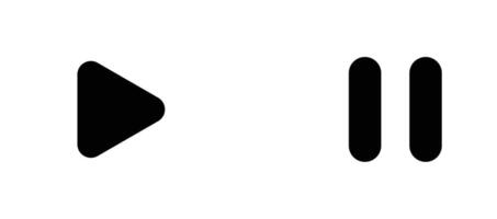 A black and white icon of a play button vector