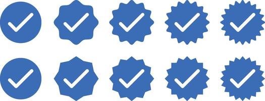 A set of blue check marks on a white background vector