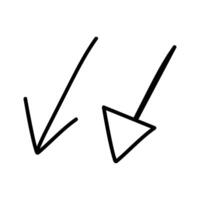 arrow mark pointing down isolated, hand drawn arrow icon vector