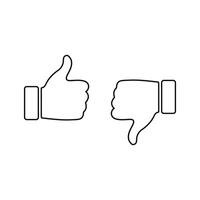 like and dislike concept, thumbs up and thumbs down icons for mobile and web apps vector
