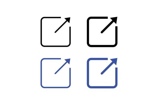 Four different icons of a square with an arrow pointing up vector