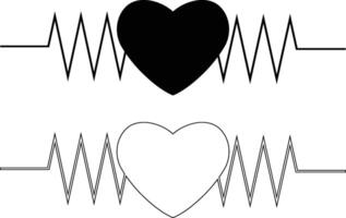 heart with heart beat lines vector