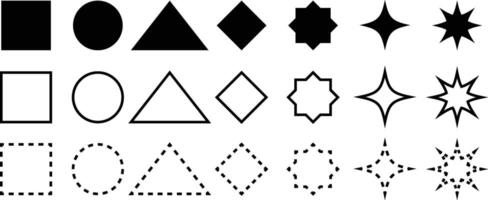 A set of shapes and lines in black and white vector