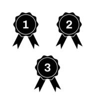 Three black ribbons with the number one, two and three vector