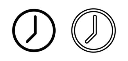 Two clocks are shown in black and white vector