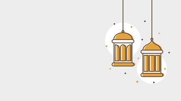 Islamic hanging lantern on white horizontal background with copy space for text vector