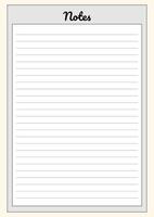 A simple lined notes page with a clean design, perfect for writing, journaling, planning, or organizing thoughts. vector
