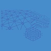 Futuristic 3D Grid Wire frame . vector