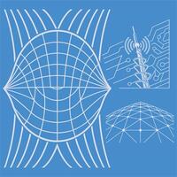 Futuristic 3D Grid Wire frame Cyber Tech Network Background vector