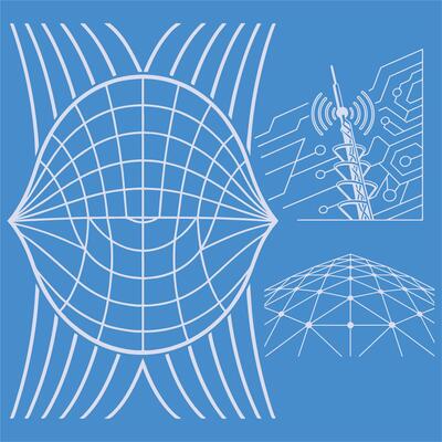 Futuristic 3D Grid Wire frame Cyber Tech Network Background