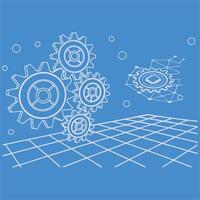modern 3D Grid Wire frame Cyber Tech AI Background vector