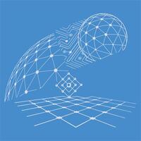 Futuristic 3D Grid Wire frame Cyber Tech Background vector