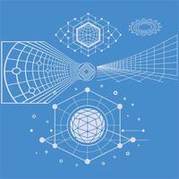 3D Grid Wire frame Cyber Tech Background vector
