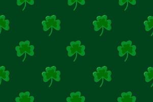 Seamless pattern with bright green shamrocks on a dark green background, symbolizing luck and Irish heritage. Ideal for festive decor and St. Patricks Day crafts. vector