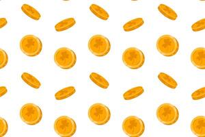 Seamless pattern featuring shiny golden coins on a white background, perfect for St. Patrick's Day crafts, digital papers, and festive designs vector