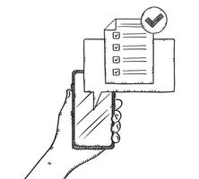 A hand holding a smartphone with a checklist on it vector