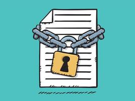 A document with a padlock and chain vector