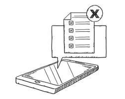 A drawing of a smartphone with a checklist and a check mark vector