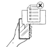 Hand holding a smartphone with a checklist and a check mark vector