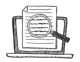 Magnifying glass and paper document illustration vector