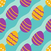 Set of colorful traditional Easter eggs.Seamless patter background for wrapping and wallpaper. illustration on blue background vector