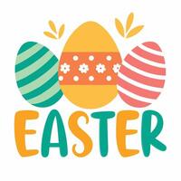 Happy Easter banner, poster, greeting card for decorative, card.Colorful illustration traditional easter eggs with text Easter. illustration on white background vector