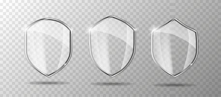Glass screen set. Protection shield concept. Security badge icon. Privacy banner shield. Security label. vector