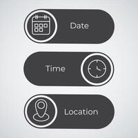 Date time location icon clock calendar location icon web icon set modern illustration vector