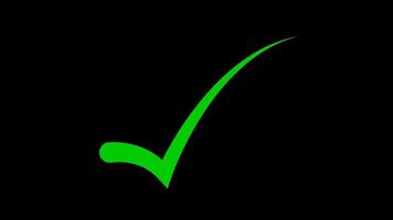 Green check mark on transparent background. Check mark icon animation , right mark icon. check box, tick box. video