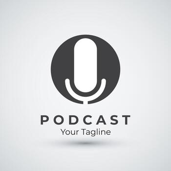 simple podcast logo template design with modern trendy microphone audio Podcasts for studio interview multimedia and web design vector