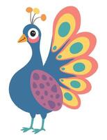 Cute peacock. colorful doodle isolated on white background vector