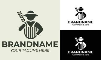 A logo for a farmer with a hat and a basket vector