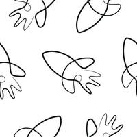 seamless pattern with simple rocket icons in line art style drawn with original outline arranged randomly, for logos and various designs vector