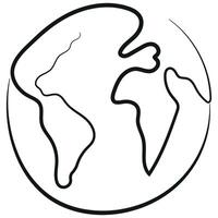 simple icon of the planet earth in line art style drawn with an original outline, for logos and various designs vector