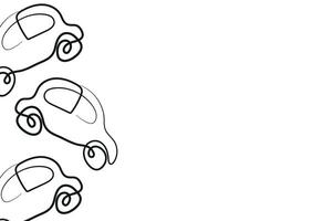 poster of simple icons of transport, namely a passenger car in the style of line art drawn with an original contour, for logos and various designs vector