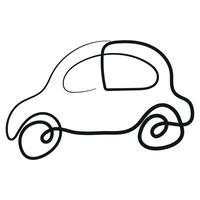 simple icon of transport, namely a passenger car in the style of line art, drawn with an original outline, for logos and various designs vector