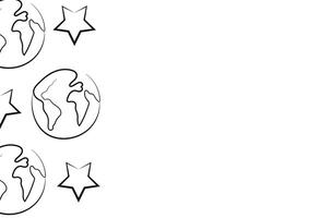 poster with simple icons of planet earth in line art style drawn with original outline, for logos and various designs vector