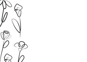 poster of various flowers drawn in the style of line art drawn with different contours arranged chaotically, for logos and various designs vector
