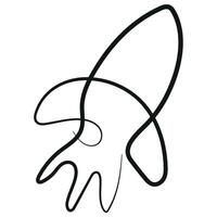 simple rocket icon in line art style drawn with original outline, for logos and various designs vector