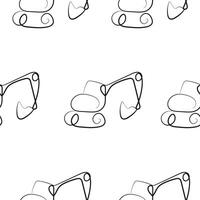 seamless pattern of simple icons of special transport namely excavator in line art style drawn with original outline, for logos and various designs vector