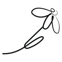 daisy flower simple icon with stems in line art style drawn with original outline, for logos, designs or ornaments vector