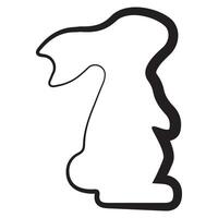 simple icon of an Easter rabbit standing on its hind legs in line art style drawn with an original outline, for logos and various designs vector