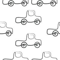 seamless pattern of simple icons of transport namely long car in line art style drawn with original outline, for logos and various designs vector