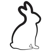 simple icon of Easter bunny sitting on hind legs in line art style drawn with original outline, for logos and various designs vector