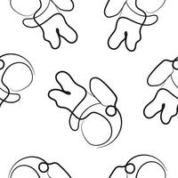 seamless pattern with simple icons of an astronaut in a spacesuit in line art style drawn with an original outline arranged randomly, for logos and various designs vector