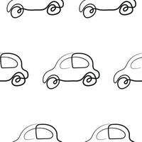 seamless pattern of simple icons of transport, namely a passenger car in the style of line art drawn with an original outline, for logos and various designs vector