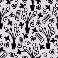 Seamless pattern with potted flowers.Botanical fabric design. vector