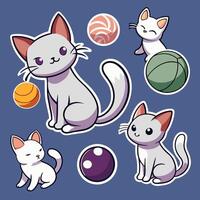 Cute Cartoon Cats Playing with Balls in a Playful Composition vector