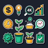 Diverse Business and Finance Icon Set Representing Growth and Success vector